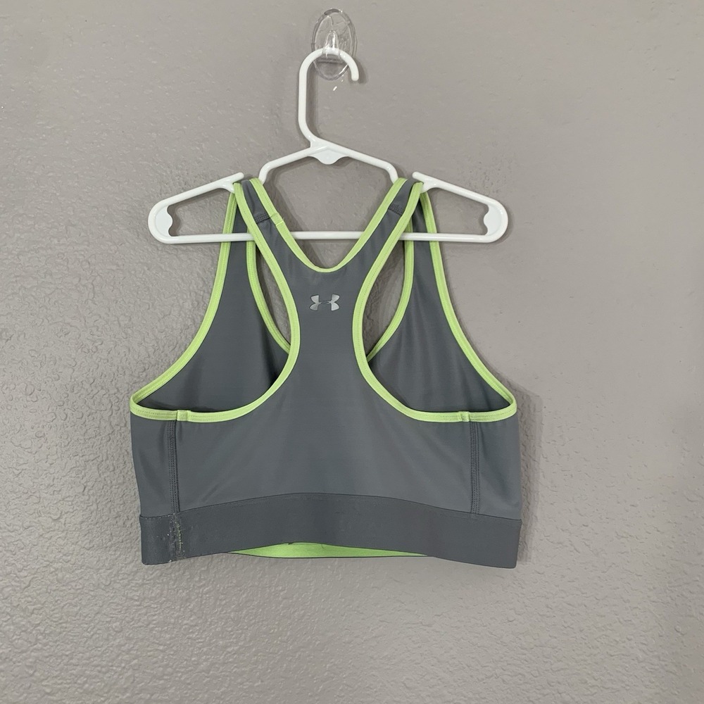 Under Armour Mid Crossback Women's Size M Gray Green Compression Sports Bra - Picture 2 of 7